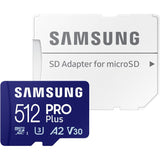 Samsung PRO Plus 512 GB microSDXC + Adapter – UHS‑I, 180/130 MB/s, A2, U3, V30