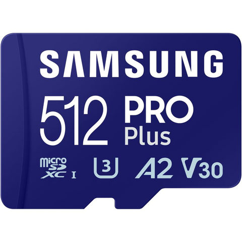 Samsung PRO Plus 512 GB microSDXC + Adapter – UHS‑I, 180/130 MB/s, A2, U3, V30