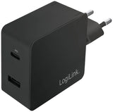 LogiLink hraðhleðslutæki 18 watta með USB-C & USB-A, styður PD3.0 & QC3.0