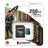 Kingston 256GB Canvas Select Go! Plus MicroSD 170MB/s 4K UHD minniskort, lífstíðarábyrgð
