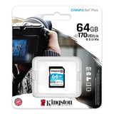 Kingston 64GB Canvas Select Go! Plus SD 170MB/s 4K UHD minniskort, lífstíðarábyrgð