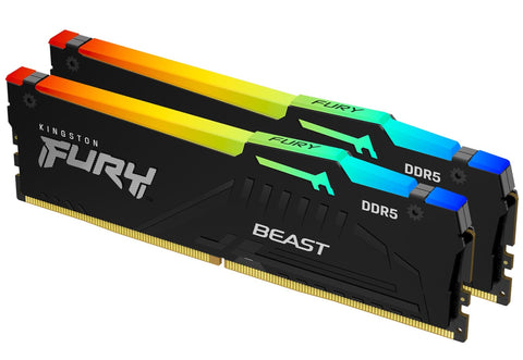 Kingston 32GB kit (2x16GB) DDR5 6000MHz, FURY Beast RGB CL30, EXPO & XMP3.0, lífstíðarábyrgð