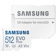 Samsung EVO Plus 512GB microSDXC + Adapter – UHS‑I, 160MB/s, A2, U3, V30, 4KHD