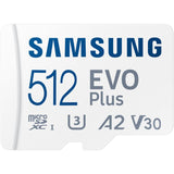 Samsung EVO Plus 512GB microSDXC + Adapter – UHS‑I, 160MB/s, A2, U3, V30, 4KHD