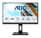 AOC Q24P2Q 23.8" IPS, 2560×1440 (QHD), 75 Hz, 4 ms, DisplayPort 1.2 + HDMI 1.4 + VGA, USB 3.2 hub, innbyggðir hátalarar, hæðarstillanlegur