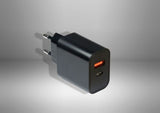 Inter-Tech 20W USB hleðslutæki, USB-C + USB-A, Quick Charge 3.0