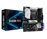 ASRock B460M Pro4 – LGA1200, 4x DDR4, mATX, 2× Ultra M.2, 6× SATA3, HDMI/DisplayPort/D-Sub, Gigabit LAN