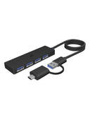 IcyBox 4-porta USB hub - 4× USB 3.2 Gen 1 Type-A, 5 Gbit/s, USB-C/A combo