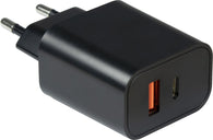Inter-Tech 20W USB hleðslutæki, USB-C + USB-A, Quick Charge 3.0