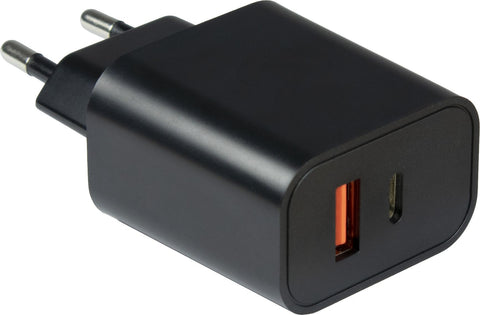 Inter-Tech 20W USB hleðslutæki, USB-C + USB-A, Quick Charge 3.0