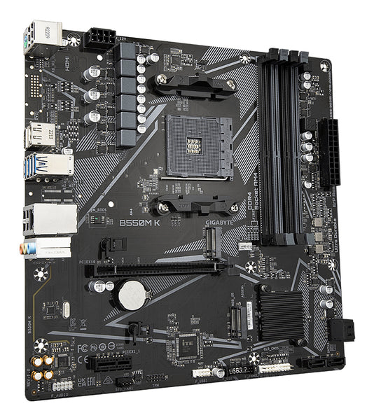 Gigabyte B550M K AM4, 4x DDR4, mATX, 2× M.2, GbE, 3 ára ábyrgð