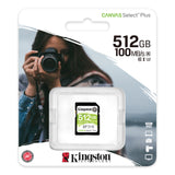 Kingston 512GB Canvas Select Plus SD 4K minniskort, Class 10 UHS-I