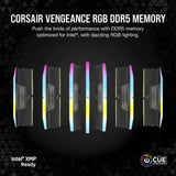 Corsair 96GB kit (2x48GB) DDR5 5600MHz, Vengeance RGB, Intel Optimized, lífstíðarábyrgð