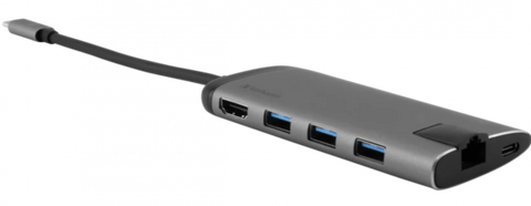 Verbatim USB-C tengikví með HDMI tengi, 3xUSB3.0, USB-C, kortalesara og Gigabit netkorti
