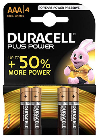 Duracell Plus Power AAA rafhlöður, 4stk