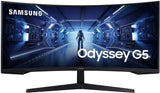 Samsung 34" G55T Odyssey leikjaskjár, 165Hz, WQHD 3440x1440, 1ms, DisplayPort & HDMI