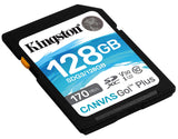 Kingston 128GB Canvas Select Go! Plus SD 170MB/s 4K UHD minniskort, lífstíðarábyrgð
