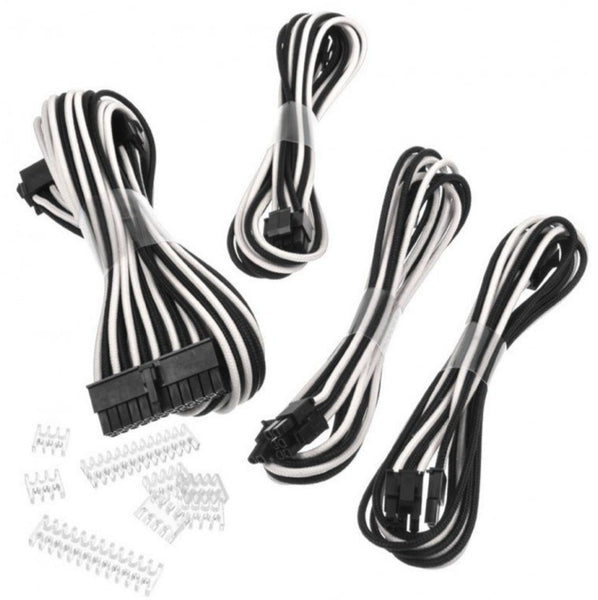 Phanteks sleeved 50cm svartir/hvítir kaplar fyrir móðurborð og skjákort