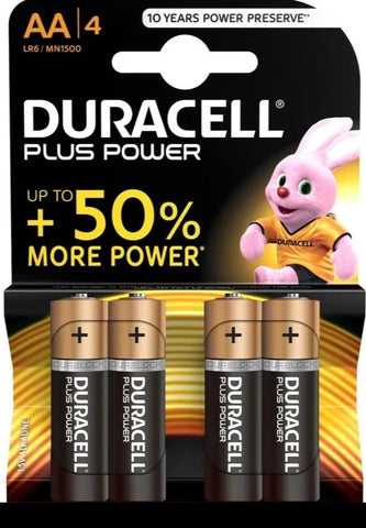 Duracell Plus Power AA rafhlöður, 4stk